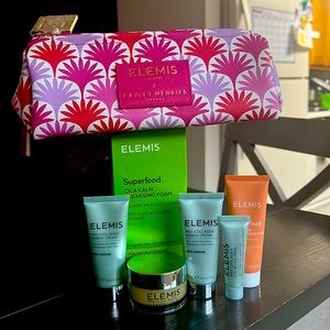 Elemis Cica Calm Cleansing Foam & mini travel bag with goodies